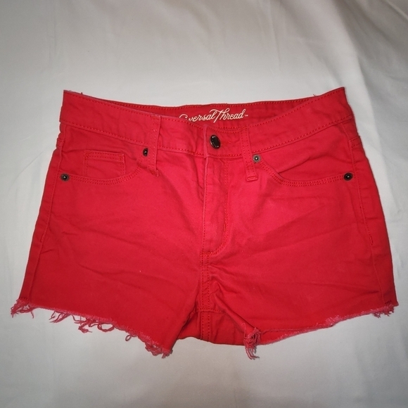 Universal Thread High-rise Shortie Bright Red Cut Off Shorts Women's Size 0 - Picture 1 of 10